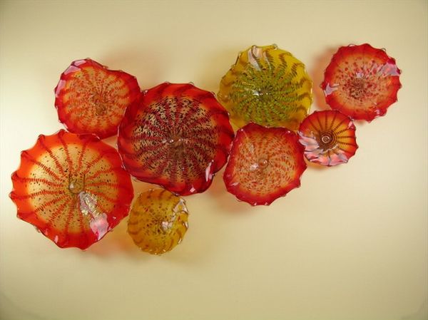 

italian dale chihuly murano glass plates blown glass wall art flower plate chihuly style wall lights