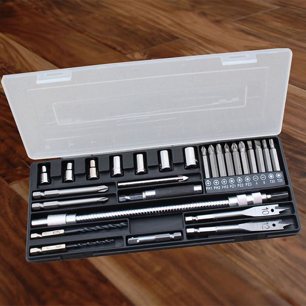 

28 pcs drill bits accessory set tile drill bits twist nut column nut sleeve woodworking screwdriver