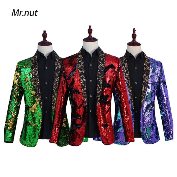 

men's sport coat slim fit shawl sequins dance party blazer jacket 6 colors for dance party, wedding,banquet,prom no button, White;black
