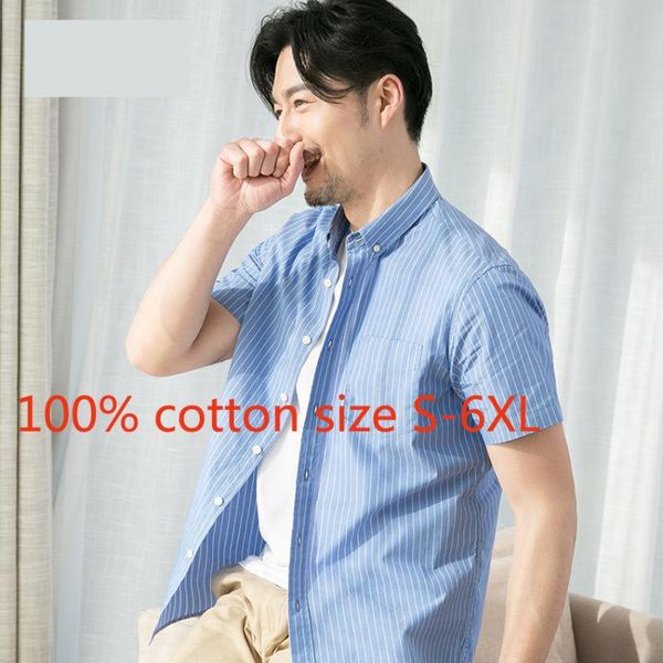 

new arrival fashion summer stripe 100% cotton men short sleeve handsome large casual shirts plus size s  l xl 2xl3xl4xl 5xl 6xl, White;black