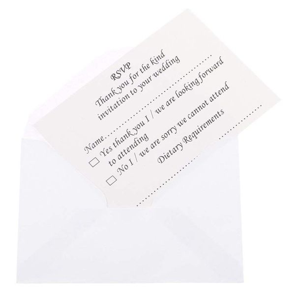 

50pcs wedding banquet rsvp reply card with envelope