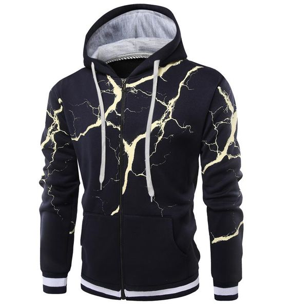 

2017 new arrival hoodie men cardigan lightning 3d printing sweatshirts men brand hoodies winter sportswear male, Black