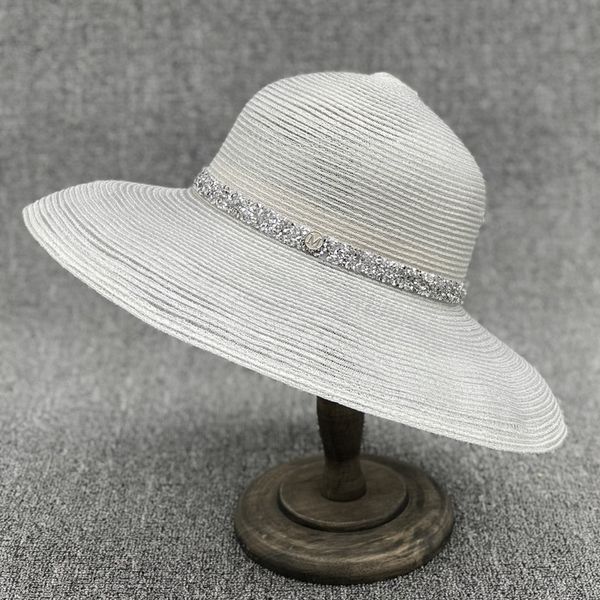

women's sun straw uv-proof beach sun straw hat folding beach hat all-match travel, Blue;gray