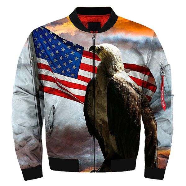 

dusk american flag eagle print fashion men's bomber jacket , dropshipping and wholesale, Black;brown