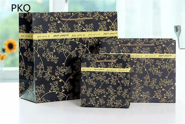 

20pcs kraft paper bag with handle black red candy bag wedding gift box package birthday party decoration bags
