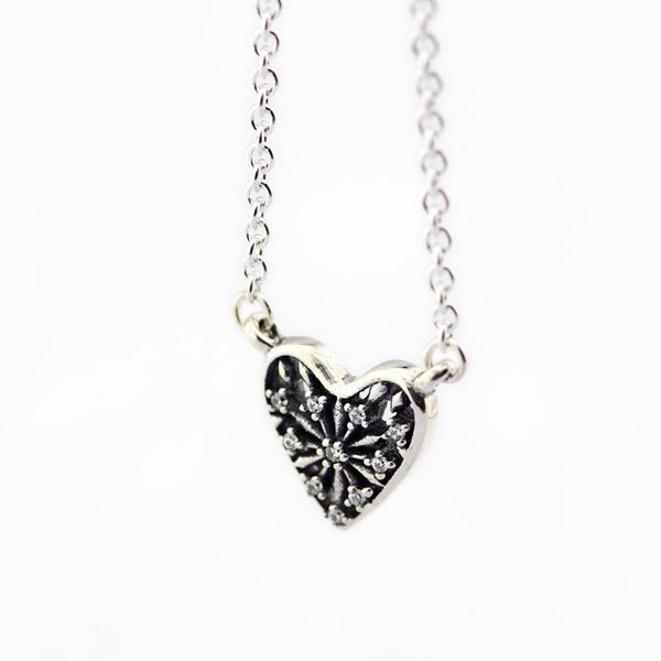 

clear cz heart of winter necklaces for women 925 sterling silver necklaces jewelry chain choker small pendant necklace girl gift