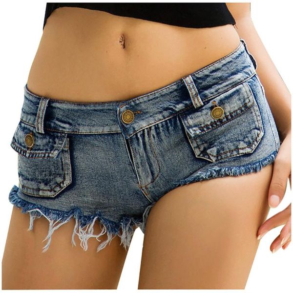 

women's jeans fashion denim mini pants low waist shorts hole beach bottom, Blue