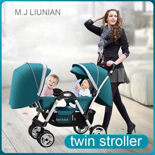 

new baby stroller twins trolley face to face high landscape infant cart can lying can sit multifunction 2 in 1 m.j liunian