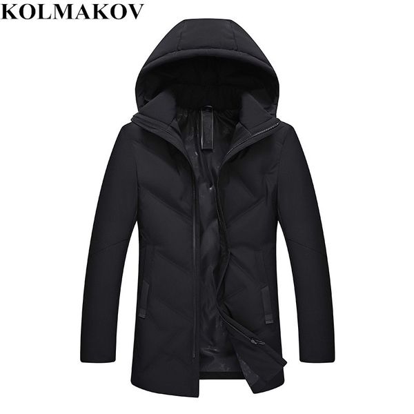 

колмаков new winter вниз пальто мужчин с капюшоном мужские ветровки пригонки толстый утка вниз куртки homme хорошего качества пальто плюс ра, Black