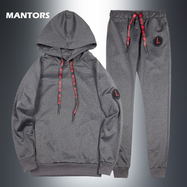 

solid color casual tracksuits men's sets spring autumn hooded sweatshirt+pants brand man hoodie 2 piece set fashion sweatsuit, Gray