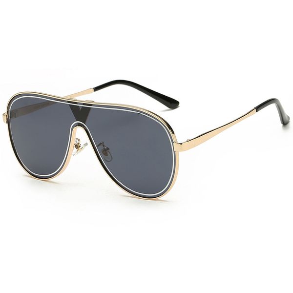

2019 brand popular designer sunglasses big frame sun glasses for women men classic metal one-piece lens vintage sunglasses eyeglasses shades, White;black