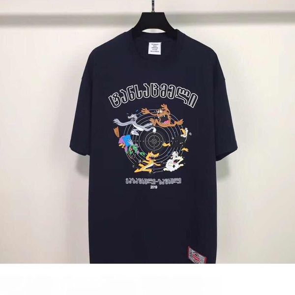 

2019 роскошные европа франция высокое качество vetements мультфильм футболка модные мужские дизайнерские футболки женская одежда повседневна, White;black