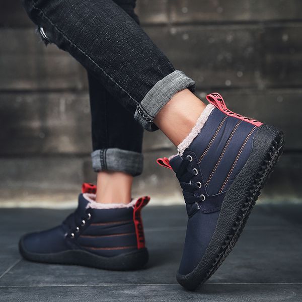 

plus size winter men's shoes plus velvet warm snow boots waterproof non-slip outdoor sports shoes, Black