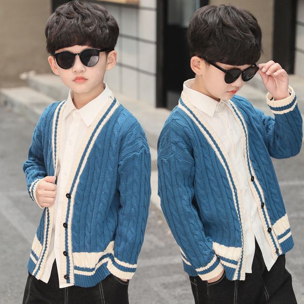 

boys coat spring and autumn children's clothing autumn boy jacket cardigan sweater, Blue