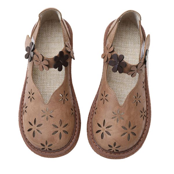 

2019 summer new women's shoes fashion sen literary retro platform shoes ladies petals hollow single, Black