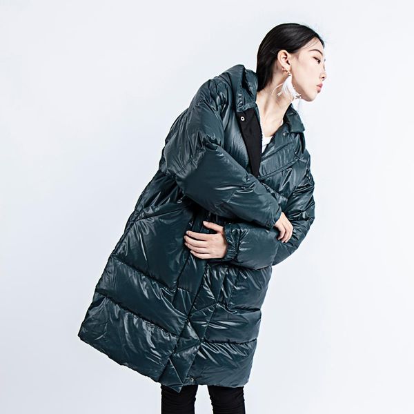 

вниз parka 2019 new brand winter пуховик женщины длинный белый куртка с капюшоном outwear ultralight thin hat пальто, Black