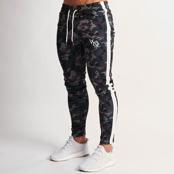 

2019 spring new men gyms slim joggers gyms woodland camo tricot strike tapered sweatpants casual fashion pant long pencil pants, Black