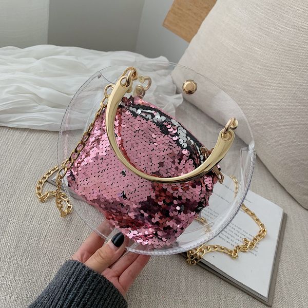 

factory outlet 2019 portable beach waterproof transparent bag crystal pvc sequin summer jelly candy handbags women bags