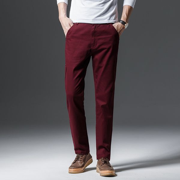 

2019 new design casual men pants cotton slim pant straight trousers fashion business solid khaki black pants men plus size 38