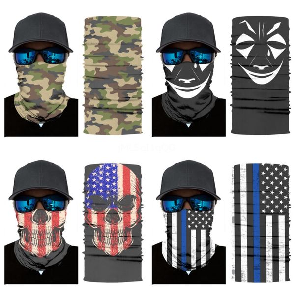 

3d magic print sports mask summer skin cool ice silk breathable cycling mask comfortable elastic force neck skull scarf riding#540, Blue;black
