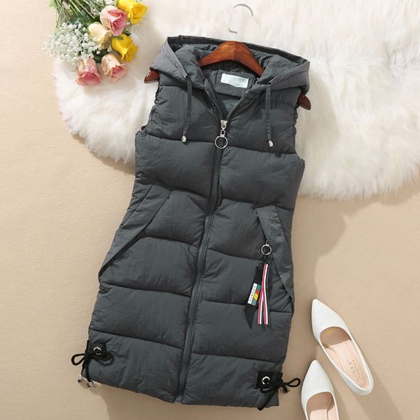

calofe warm winter vest women waistcoat ladies sleeveless vest jacket casaul hooded cotton femme drawstring coat mujer 2019, Black;white