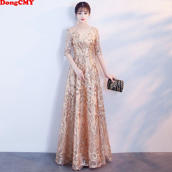 

dongcmy long formal elegant evening dresses gold color vestidos sequined party gown, White;black