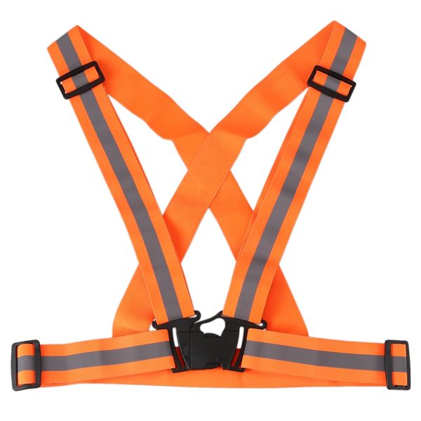 

high visibility reflective safety belt jacket for running jogging cycling vest orange, Black