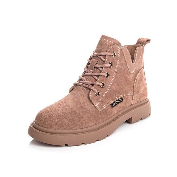 

2019 women's shoes autumn leather fabric ladies boots new fashion round head women's boots, Black