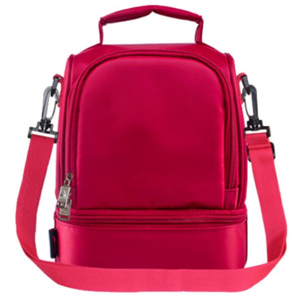 

thicken warm insulation box nylon lunch bag red lunch bag handbag with zipper insulation, Blue;pink