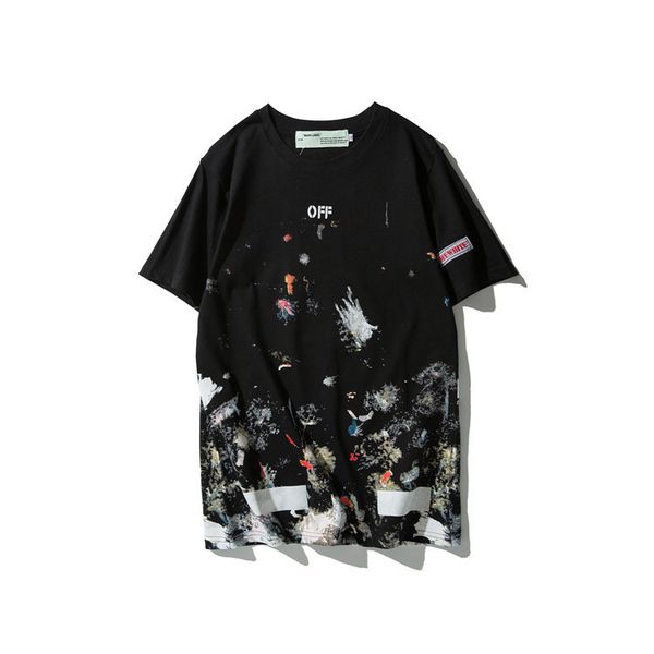 

fashion star fireworks summer short-sleeved t-shirt lovers tide brand european and american men and women the same paragraph, White