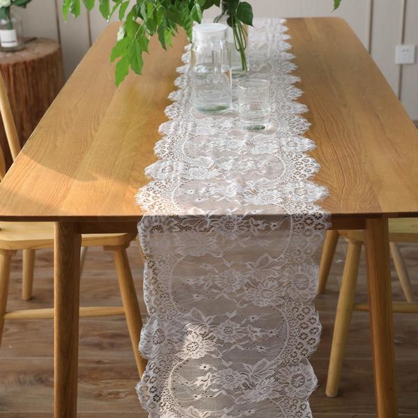 

dream ns 35*300 european style chair yarn white eyelash lace table flag wedding wedding decoration christmas day party