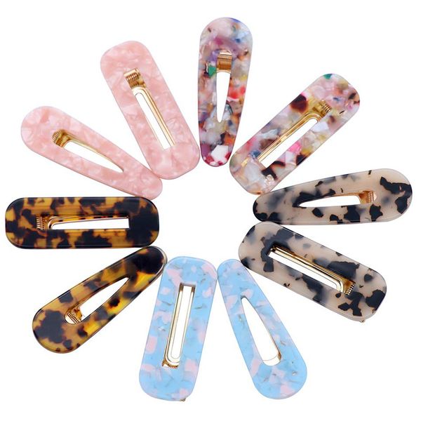 

cute style acrylic hair clip for girls women water drop shape leopard marble textured geometric duckbill barrette hairpin hair accessories, Golden;silver