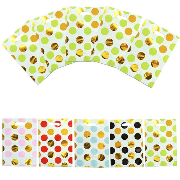 

10pcs 17x25cm round dot foil paper gift bags baby shower favors kids birthday wedding party decor quality wrapper candy bag