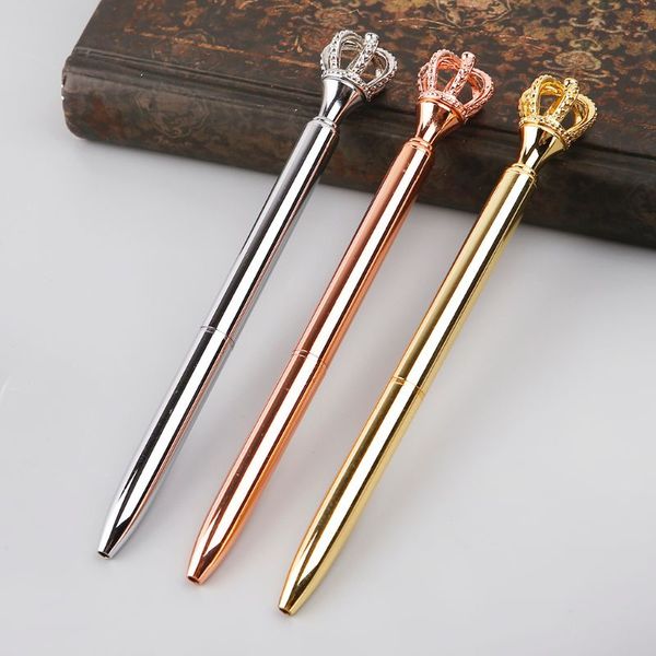 

exquisite shining crown ballpoint pen crystal diamond writing tool office supplies student stationery, Blue;orange