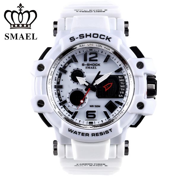 

smael brand men sport watches led digital watch men 50m waterproof casual quartz watch male clock relogios masculino gift, Slivery;brown