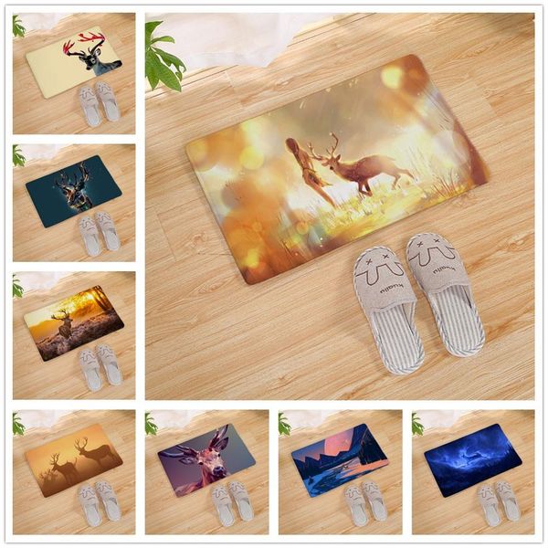 

nordic deer animal giraffe plant kitchen carpet living room hallway bathroom entrance decoration door mat non-slip floor mats