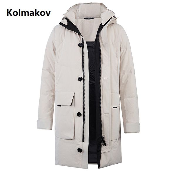 

kolmakov winter jacket men 2019 new style duck down coat men's thicken jackets duck down hooded overcoat beige and black