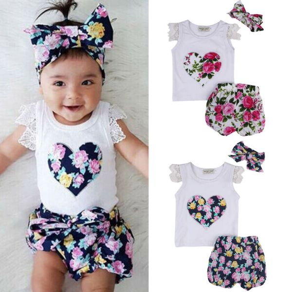 

toddler baby girl floral vest +shorts pants summer clothes outfits set, White