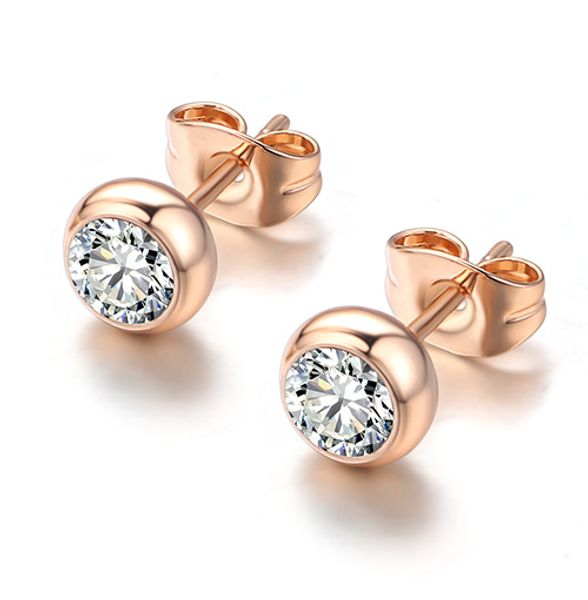 

simple style stud earring for women concise silver rose gold color earrings fashion jewelry crystal earing zye496, Golden;silver