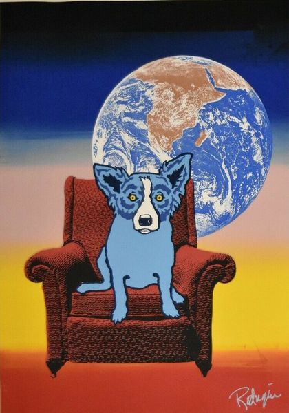 

джордж rodrigue голубой собаки space chair-1 home decor расписанную hd печать картина маслом на холсте wall art canvas картинки 200112