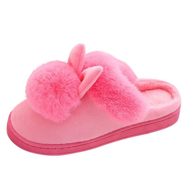 

women's winter home furry ears indoor slippers soft comfort footwear shoe shoes woman slippers zapatos de mujer, Black