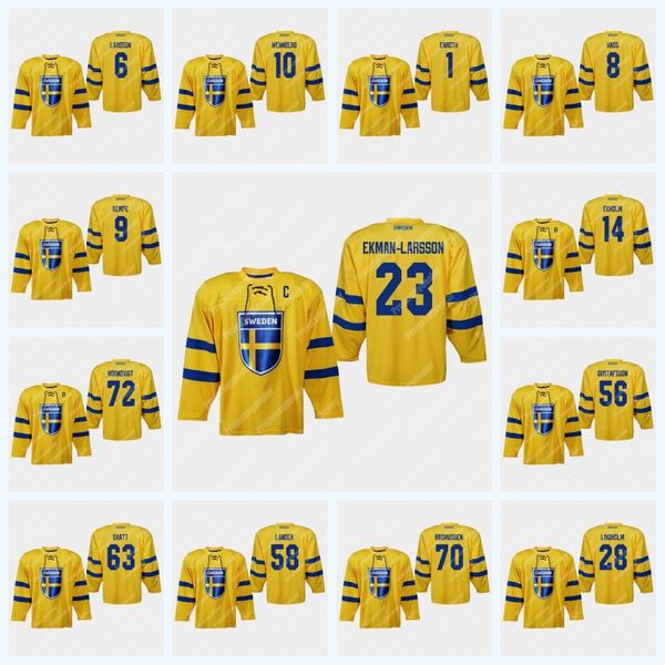 

Sweden 2019 IIHF World Championship Jersey 70 Dennis Rasmussen 88 William Nylander 1 Jhonas Enroth 56 Erik Gustafsson 58 Anton Lander