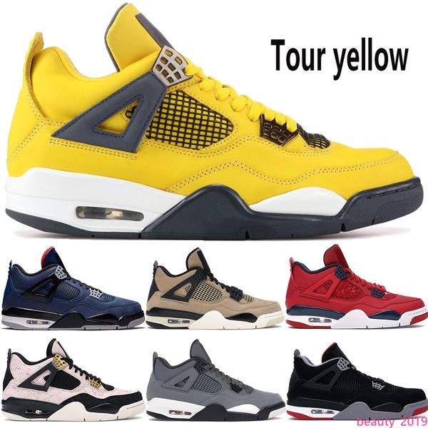 

tour yellow 4 4s jumpman mens basketball shoes bred fiba silt red splatter winter tatoo green grow black cat men trainers us 7-13