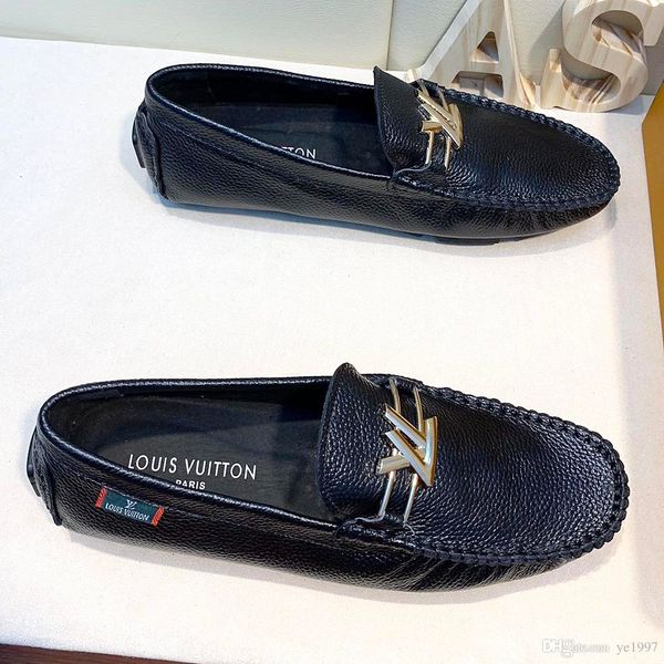 

2018 new chinese bean shoes, leather mens fashion casual shoes, men's driving shoes men's dress shoes with original packaging qr, Black