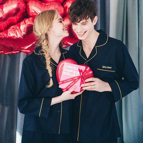 

couple pajamas set autumn cotton cardigan pyjamas women and men pajamas long sleeve sleepwear men lounge pijama plus size -3xl, Black;brown