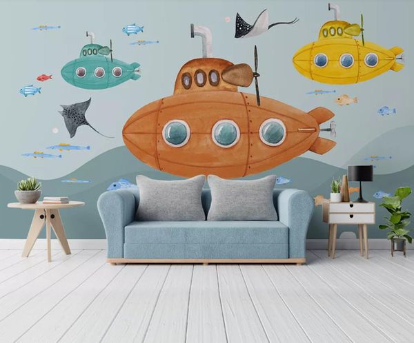 

tapeta dziecieca wall mural wallpaper carton submarine sea world contact paper bedroom wallpaper for walls balcony decorations
