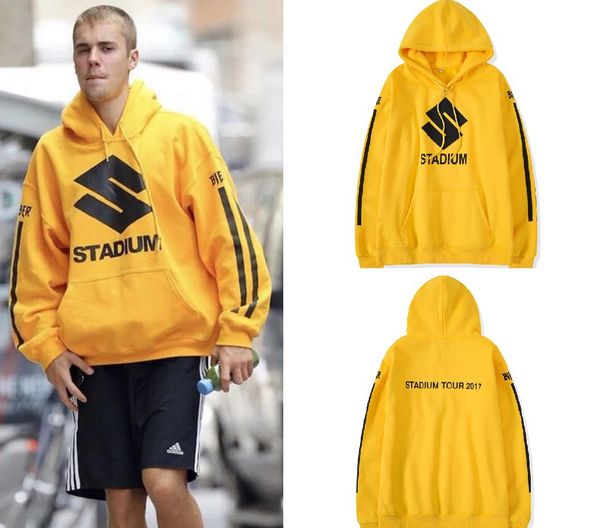 

Justin Bieber Purpose Tour Stadium Hoodie Printed Long Sleeve Mens Hoodies Fashion Yellow Sweatshirt Free Shipping