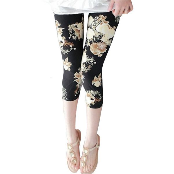 

womens leggings pants women calf length print capris high waist leggings print pantalones soft pants women summer leggings, Black;white