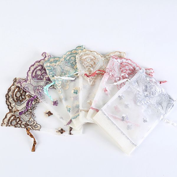 

13x18cm slub yarn drawstring gifts bags handmade pouch wedding christmas party favors packaging jewelry pouches bag, Pink;blue