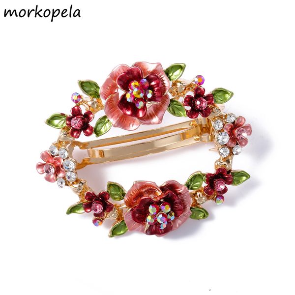 

morkopela flower rhinestone barrettes hair clip vintage hairpin banquet hair clips accessories for women bridal pins, Golden;white
